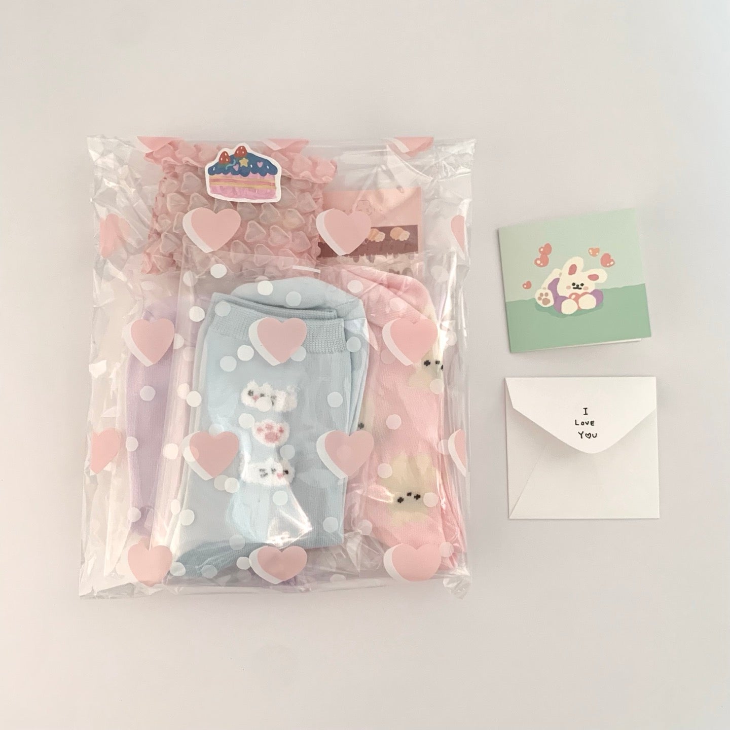 Korean Cutie Socks Set🧦(3 Pairs) | Bunny, Kitty & Ribbon Design
