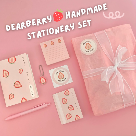 DearBerry Handmade Stationery Set🍓– Cute Pink Strawberry Vibes